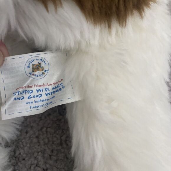 Build a Bear 16” Brown & White Spotted Happy Puppy Dog Plush Animal Posable Ears - Picture 3 of 7